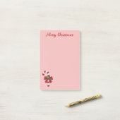 メリー赤と白クリスマス文字付きキャンディーケーン ポストイット (デスク上)