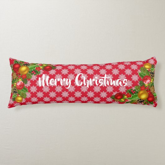 メリー赤と白クリスマス長い居心地の良い枕 ボディピロー (正面)