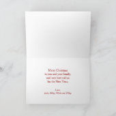 メリー赤と白クリスマス3枚の写真クラシック シーズンカード (内部)