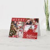 メリー赤と白クリスマス3枚の写真クラシック シーズンカード (正面)