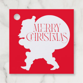メリー赤と白クリスマス・サンタ・シルエット フェイバータグ