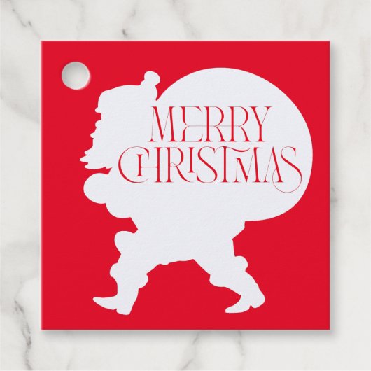 メリー赤と白クリスマス・サンタ・シルエット フェイバータグ (正面)
