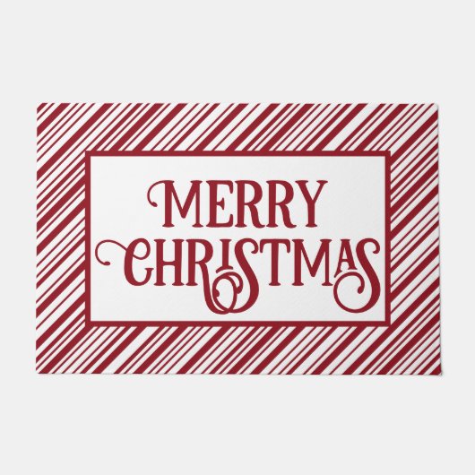 メリー赤と白クリスマス ドアマット (正面)