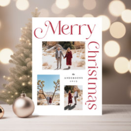 メリー赤と白スクリスマモダンス型写真 シーズンカード