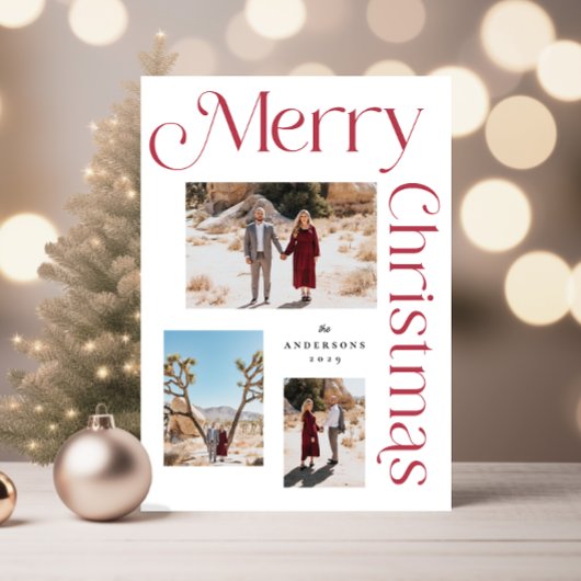 メリー赤と白スクリスマモダンス型写真 シーズンカード