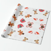 メリー赤と白図解入りの、写真付きのクリスマス ラッピングペーパー (アンロールド)