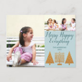 メリー金ゴールドブルー3フォトコラージホリデー ポストカード (正面)