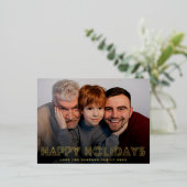 メリー金ゴールドラインズhappy holidays写真クリスマス 箔シーズンポストカード (立ち正面)