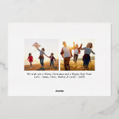 メリー金ゴールド文字付きスタイリッシュChristmas Photo 箔シーズンカード (裏面)