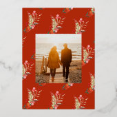 メリー金ゴールド書道赤い写真 箔シーズンカード (裏面)