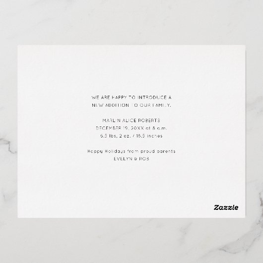 メリー金ゴールド箔誕生発表 箔シーズンポストカード (裏面)