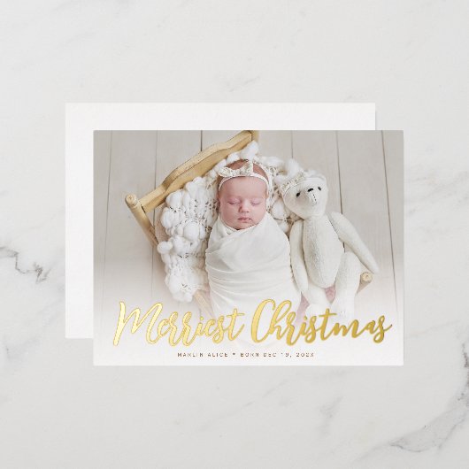 メリー金ゴールド箔誕生発表 箔シーズンポストカード (正面/裏面)