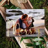 メリー金ゴールド |クリスマスフルブリードフォトモダン 箔シーズンカード