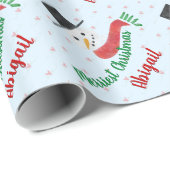 メリー雪だるまと名前 ラッピングペーパー (ロールコーナー)