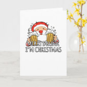 メリー飲まれて私はクリスマスのサンタクロースビールです カード (黄色い花)