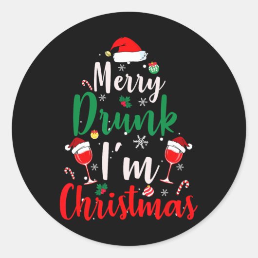 メリー飲Christmasおもしろい Santa Jokeクリスマス ラウンドシール (正面)