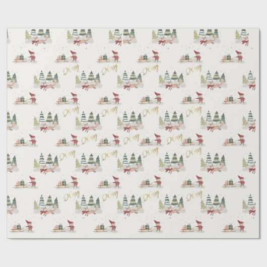 メリー魅力的クリスマスの木の小人プレゼント ラッピングペーパー (フラット)