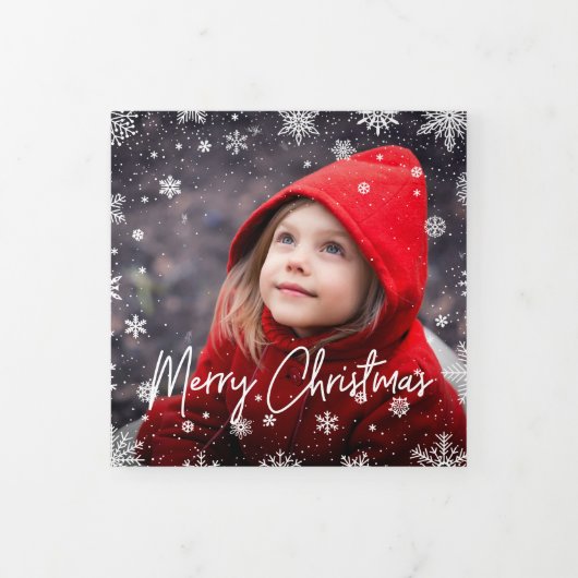 メリー魔法 |スノ素朴フレークの数々の写真 三つ折りクリスマスカード (カバー)