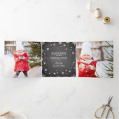 メリー魔法 |スノ素朴フレークの数々の写真 三つ折りクリスマスカード (内部)