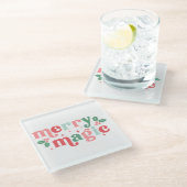 メリー魔法 – ホリカラフルデイタイポグラフィ ガラスコースター (アングル)