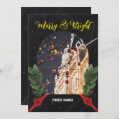 メリー鮮やかな赤いモダン聖降誕祭 シーズンカード (正面/裏面)