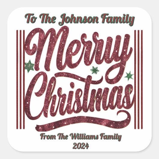 メリー鮮やかクリスマスのシール スクエアシール (正面)