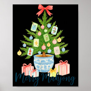メリー麻雀クリスマスツリーシノワズリーホリデー ポスター