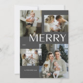 メリー4フォトコラージグレモダンークリスマス シーズンカード (正面)