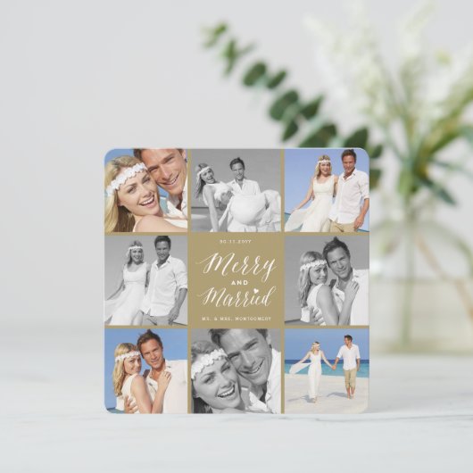 メリー8結婚した枚の写真のコラージュモダン結婚の シーズンカード (スタンド正面)