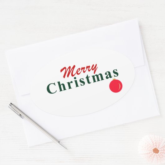 メリー・つるクリスマスのオーナメントエレガントモダン 楕円形シール (封筒)