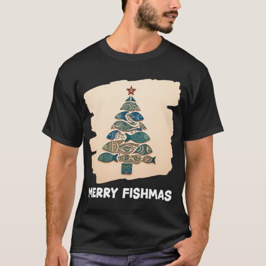 メリー アイス フィッシング クリスマス Tシャツ (正面)