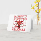 メリー アンチクリスマス 面白い クリスマス 醜い ニット カード (黄色い花)