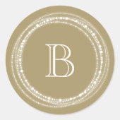 メリー アンド スパークルズ おしゃれなホリデー モノグラム ラウンドシール (正面)