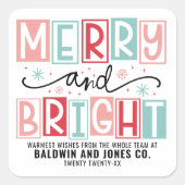 メリー アンド ブライト トレンディ ヴィンテージ カスタム クリスマス スクエアシール (正面)