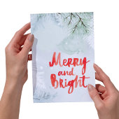 メリー・アンド・ブライト 水彩 雪の松の木 シーズンカード