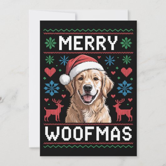 メリー・ウーフマス ゴールデンレトリバー クリスマス帽子 犬 招待状 (正面)