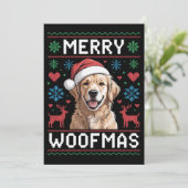 メリー・ウーフマス ゴールデンレトリバー クリスマス帽子 犬 招待状 (スタンド正面)