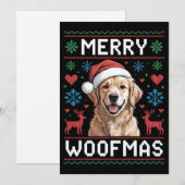 メリー・ウーフマス ゴールデンレトリバー クリスマス帽子 犬 招待状 (正面/裏面)