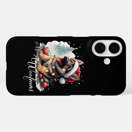 メリー・ウーフマス・ジャーマンシェパード Case-Mate iPhoneケース (裏面 (横))