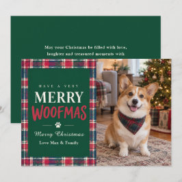 メリー・ウーフマス タータンチェックの犬の写真 クリスマス