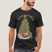 メリー・ウーフマス・ダックスフント・デザイン Tシャツ (正面)