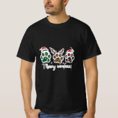 メリー・ウーフマス・ドッグ・パウ・クリスマスデザイン Tシャツ (正面)