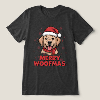 メリー・ウーフマス - 可愛いサンタの犬とクリスマス トライブレンドＴシャツ