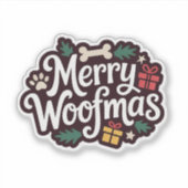 メリー・ウーフマス - 愛犬のクリスマスをお祝いしよう シール (正面)