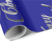 メリー・エレガントクリスマス・ネイビー・ブルーとシルバー・グレー ラッピングペーパー (ロールコーナー)