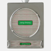 メリー・エレガントクリスマモダンスカスタマイズ&s シルバープレートバナーオーナメント (正面)