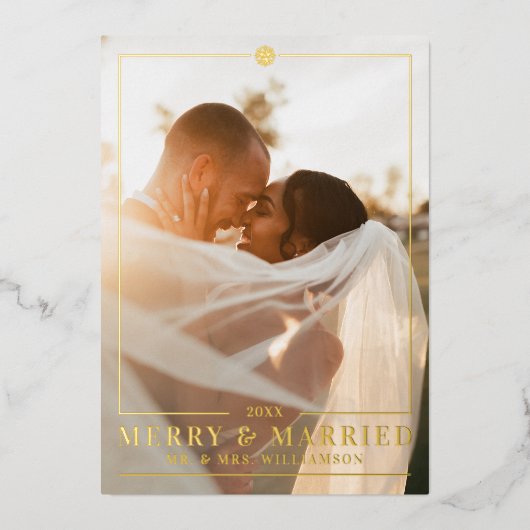 メリー&エレガ結婚したントウェディングフォトスノーフレーク 箔シーズンカード (正面)