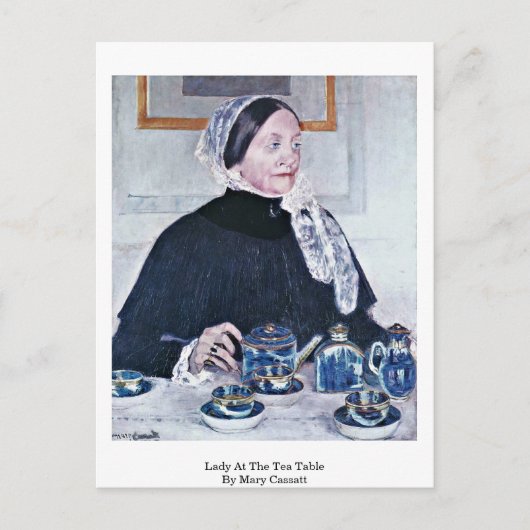 メリー・カサットによる「お茶の時間の貴婦人」 ポストカード (正面)