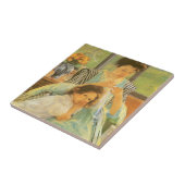 メリー・カサットによる「若い母親の縫物」ヴィンテージ・アート タイル (側面)