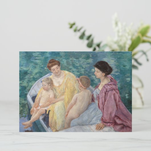 メリー・カサット - ボートに乗る2人の母親と子供たち サンキューカード (スタンド正面)